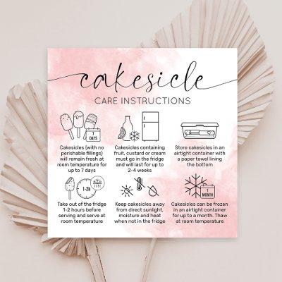 Blush Pink Waterbrush Cakesicles Bakery Care Guide Square