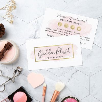 Blush Pink Watercolor & Gold Social Media Network