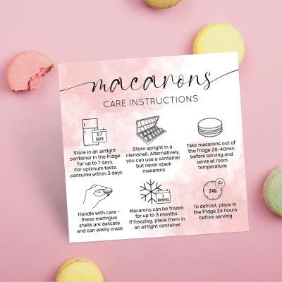 Blush Pink Watercolor Macarons Care Instructions Square