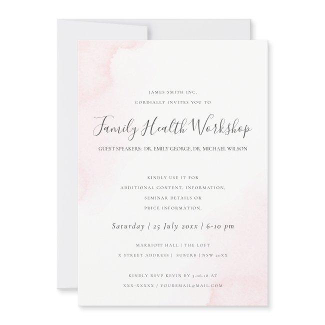 BLUSH PINK WATERCOLOUR BRUSH STROKE WORKSHOP EVENT INVITATION