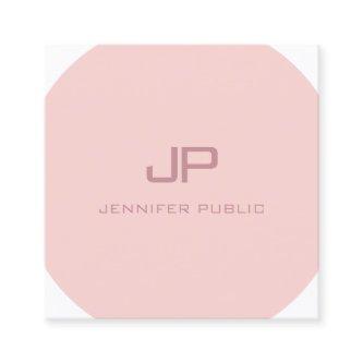 Blush Pink White Modern Monogram Trendy Template Square