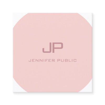 Blush Pink White Modern Monogram Trendy Template Square