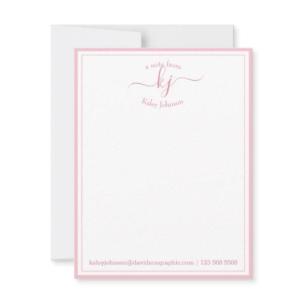 Blush Pink White Personalized From The Desk Of Thank You Card