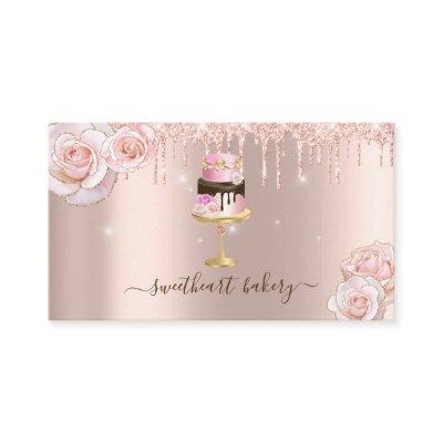 Blush Rose Glitter Drip Foil Cake Bakery Shop