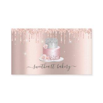 Blush Rose Glitter Drip Foil Cake Bakery Shop