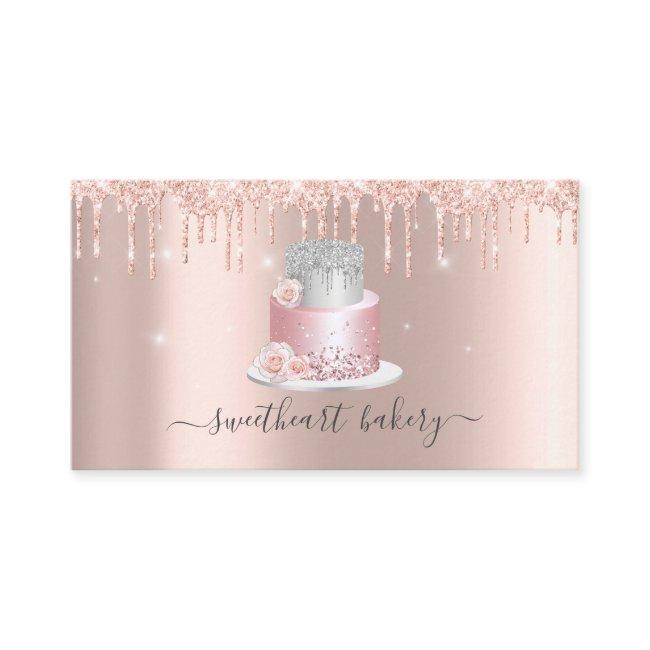 Blush Rose Glitter Drip Foil Cake Bakery Shop