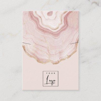 Blush Rose Gold Agate Marble Logo Necklace Display