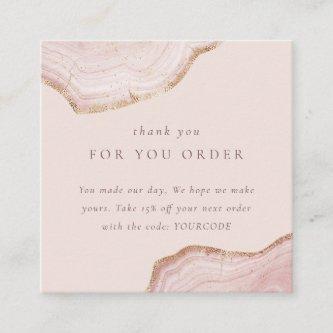 Blush Rose Gold Agate Thank You For Order Discount Square