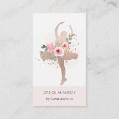 Blush Rose Gold Floral Dancer Dance Academy Logo