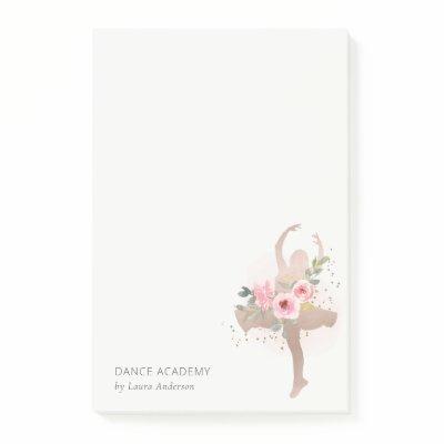 Blush Rose Gold Floral Dancer Dance Academy Logo Post-it Notes