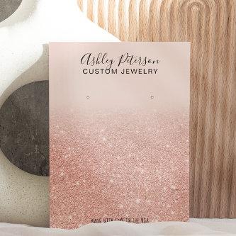 Blush rose gold glitter jewelry earring display