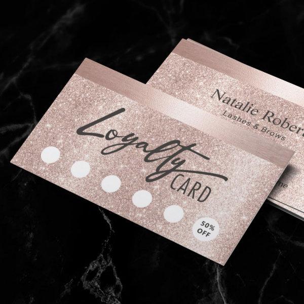 Blush Rose Gold Glitter Typography Beauty Salon Loyalty Card