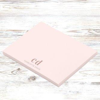 Blush rose gold monogram minimalist post-it notes