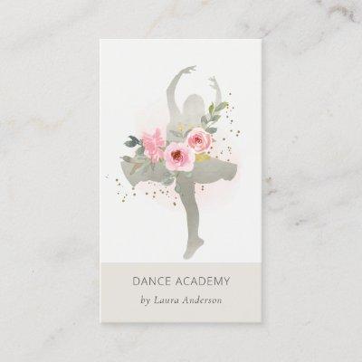Blush Silver Floral Girl Dancer Dance Academy Logo