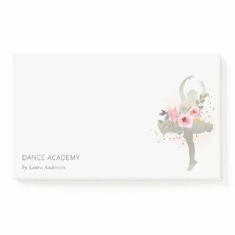 Blush Silver Floral Girl Dancer Dance Academy Logo Post-it Notes