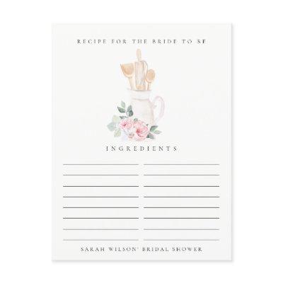 Blush Utensil Floral Recipe Request Bridal Shower Postcard