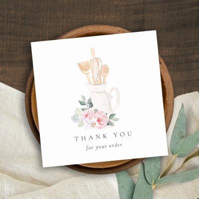Blush Whisk Spatula Floral Utensils Thank You Square