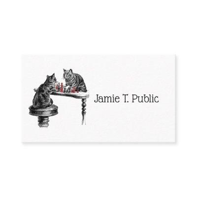 Board Games Two Cats playing Chess Match Red