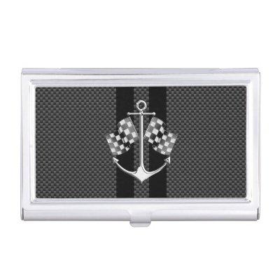 Boat Racing Nautical in Black Carbon Fiber Style  Holder