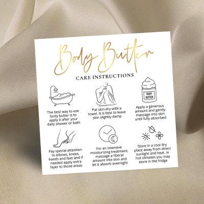Body Butter Application Guide White & Gold Logo Square
