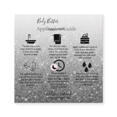 Body Butter Application Modern Silver Glitter Square