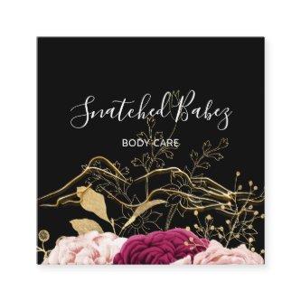 Body Care Sculpting QRCODE Black Gold Flower Roses Square