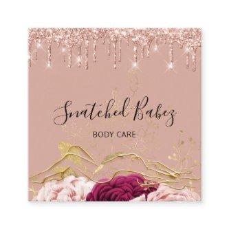Body Care Sculpting QRCODE Glitter Gold Drip Roses Square