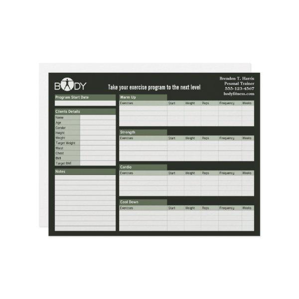 Body Madness Personal Trainer Workout Log Sheets