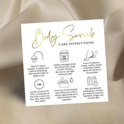 Body Scrub Application Guide White & Gold Logo Square