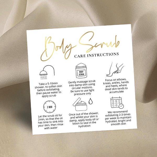 Body Scrub Application Guide White & Gold Logo Square