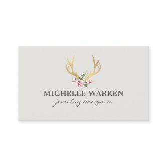 Bohemian Gold Antlers with Flowers II