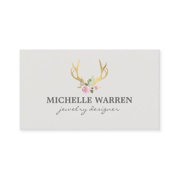 Bohemian Gold Antlers with Flowers II