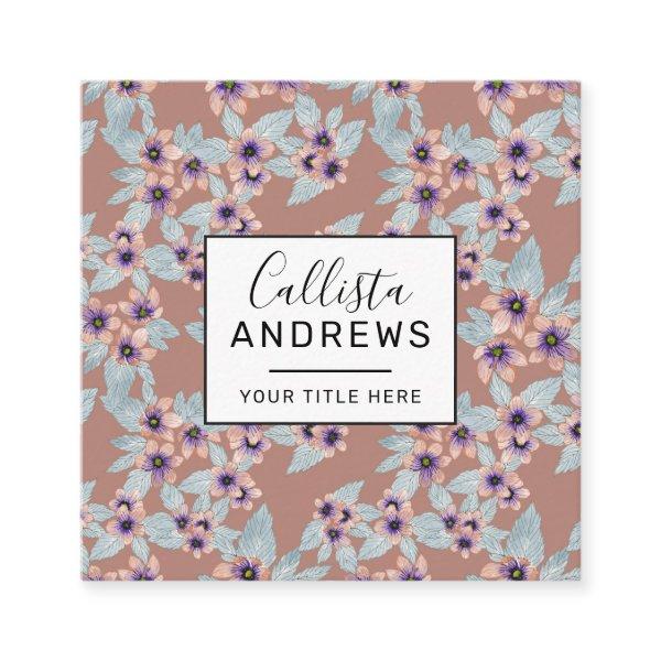 Bohemian Terracotta Pink Flowers Watercolor Square