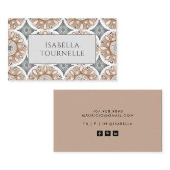 Boho Abstract Brown Gray Calling Card