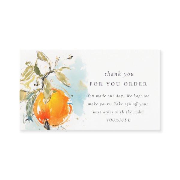 Boho Abstract Sketchy Orange Thank You For Order