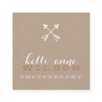 BOHO ARROW LOGO rustic modern white kraft Square