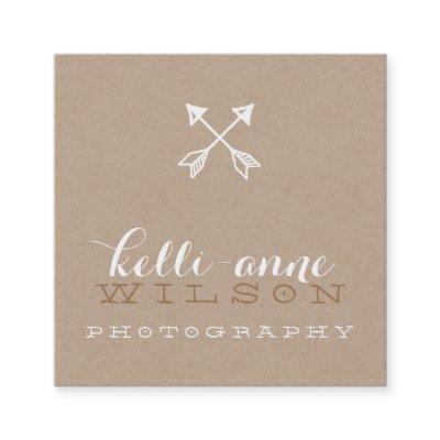 BOHO ARROW LOGO rustic modern white kraft Square