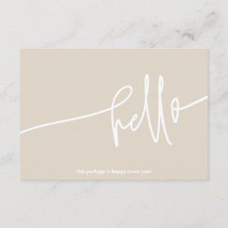 Boho Beige Hello Thank You Order Small Business Enclosure Card