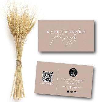 Boho Beige Signature Script QR Code Social Media