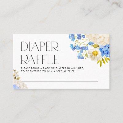 Boho Blue and White Hydrangeas Diaper Raffle Card