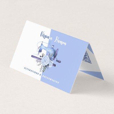 Boho Blue Floral Seamstress Sewing Machine Folded