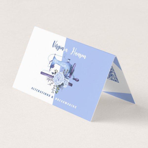 Boho Blue Floral Seamstress Sewing Machine Folded
