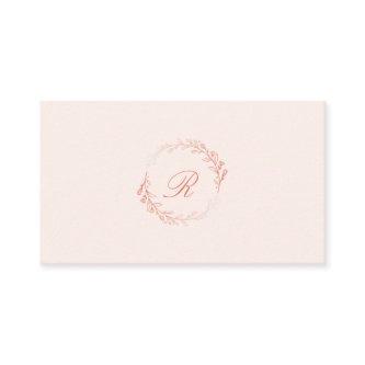 Boho Blush Watercolor Floral Crest Wreath Monogram