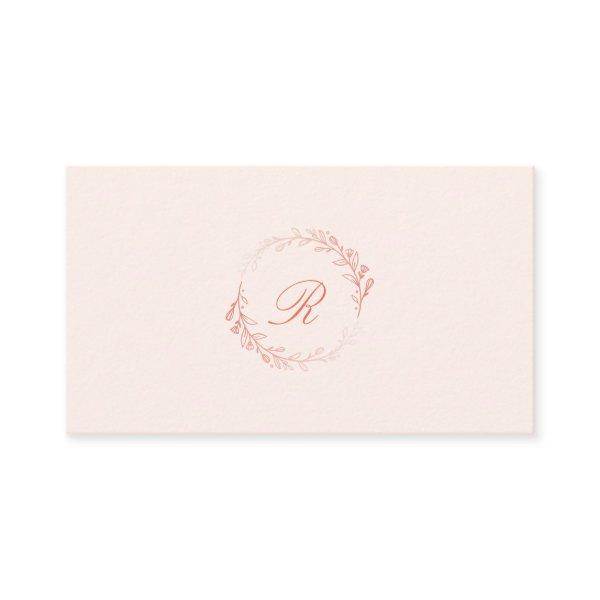 Boho Blush Watercolor Floral Crest Wreath Monogram