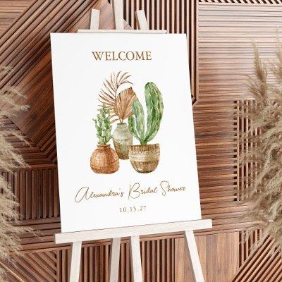 Boho Cactus Pampas Plant Bridal Shower Welcome  Foam Board
