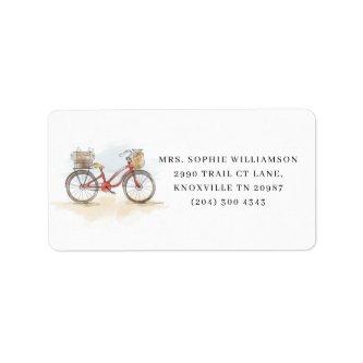 Boho Chic Watercolor Classic Bike Address Label