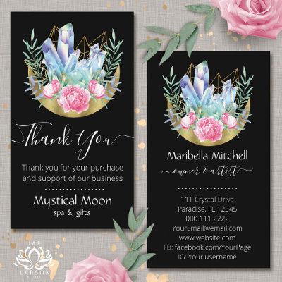 Boho Crescent Moon Crystal Cluster Pink Roses