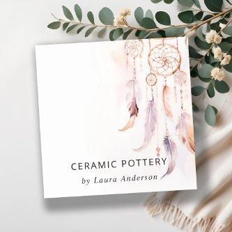 Boho Dreamcatcher Watercolor Lilac Blush Peach Square