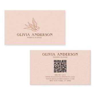 Boho Earthy Bird QR Code Logo Unique Terracotta
