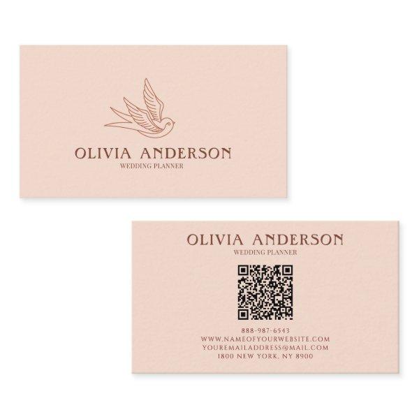 Boho Earthy Bird QR Code Logo Unique Terracotta